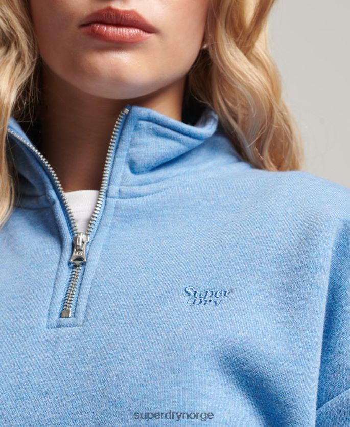 Superdry blå klær 86P46D3445 vintage logo brodert henley topp kvinner