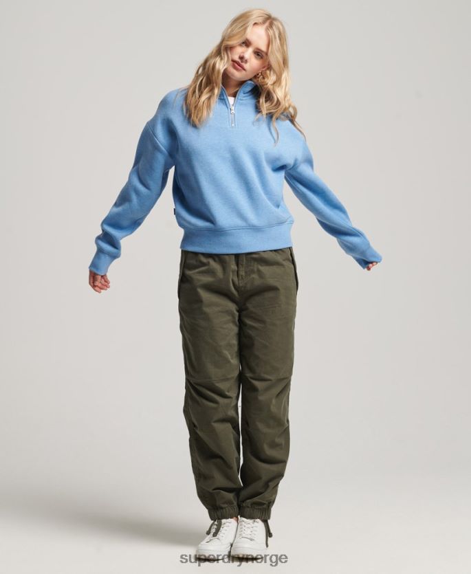 Superdry blå klær 86P46D3445 vintage logo brodert henley topp kvinner