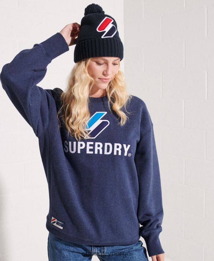 Superdry blå klær 86P46D3504 kode logo applique crew sweatshirt kvinner