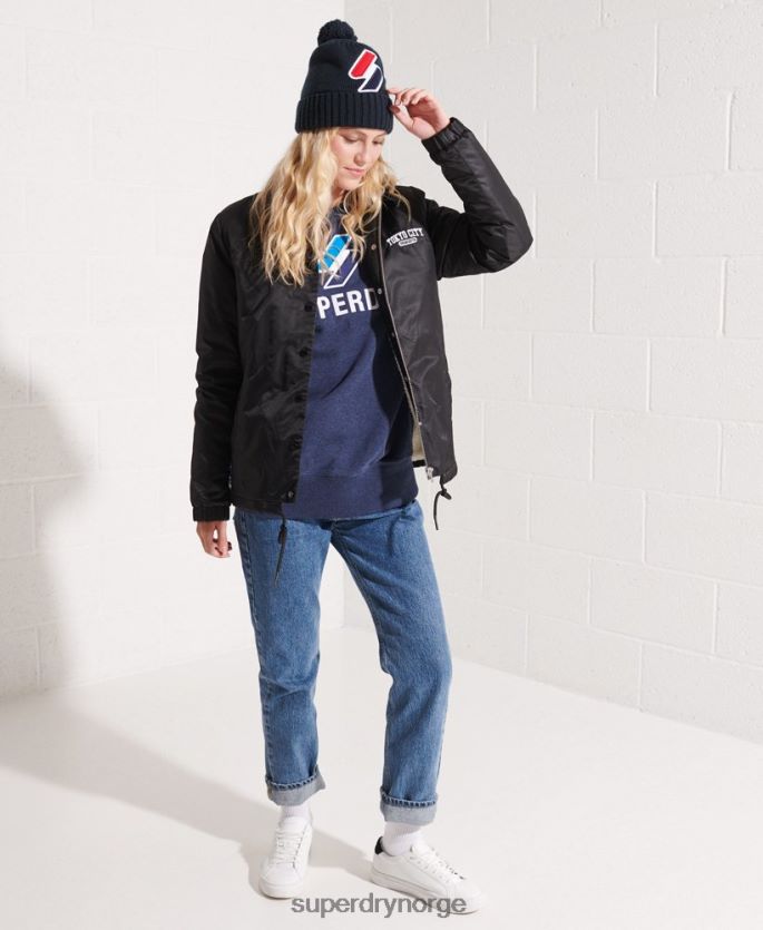 Superdry blå klær 86P46D3504 kode logo applique crew sweatshirt kvinner