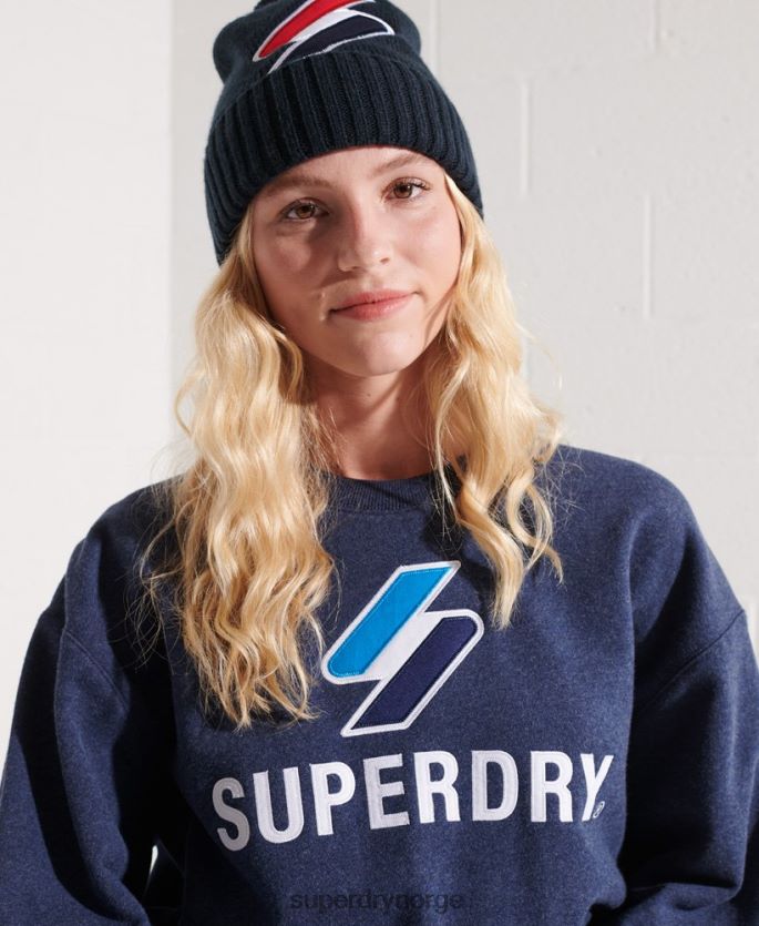 Superdry blå klær 86P46D3504 kode logo applique crew sweatshirt kvinner