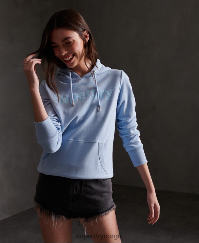 Superdry blå klær 86P46D3508 registrert flock ubørstet hettegenser kvinner