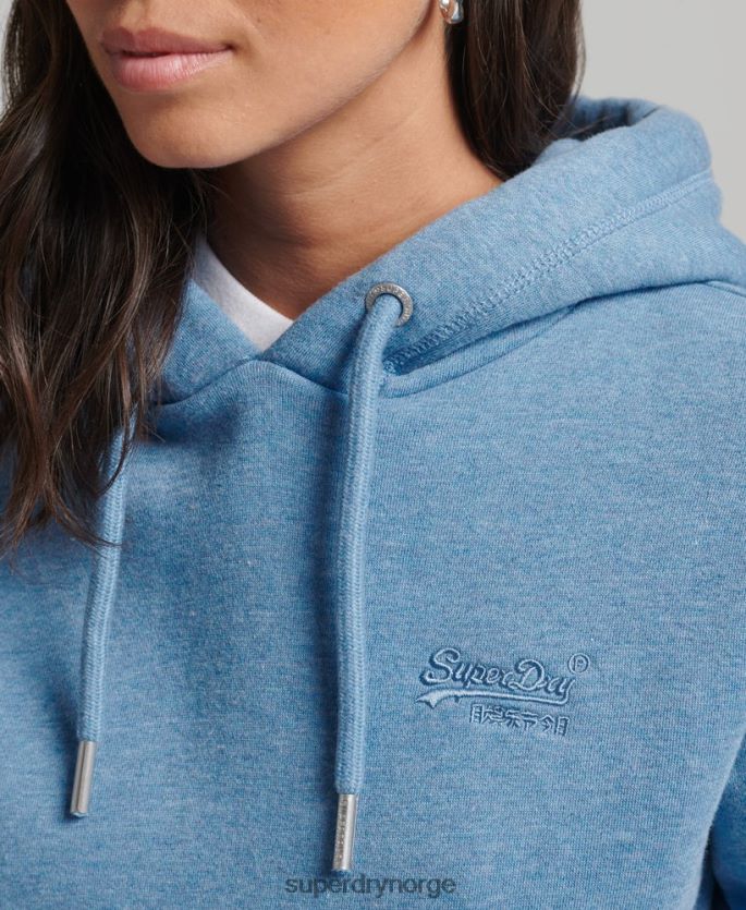 Superdry blå klær 86P46D5746 essensiell logo-hettegenser i økologisk bomull kvinner