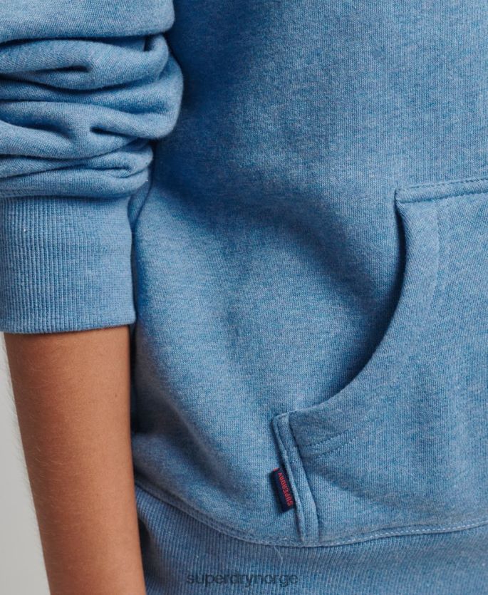Superdry blå klær 86P46D5746 essensiell logo-hettegenser i økologisk bomull kvinner