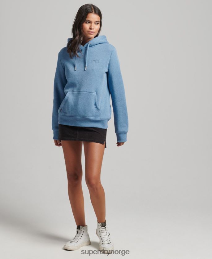 Superdry blå klær 86P46D5746 essensiell logo-hettegenser i økologisk bomull kvinner