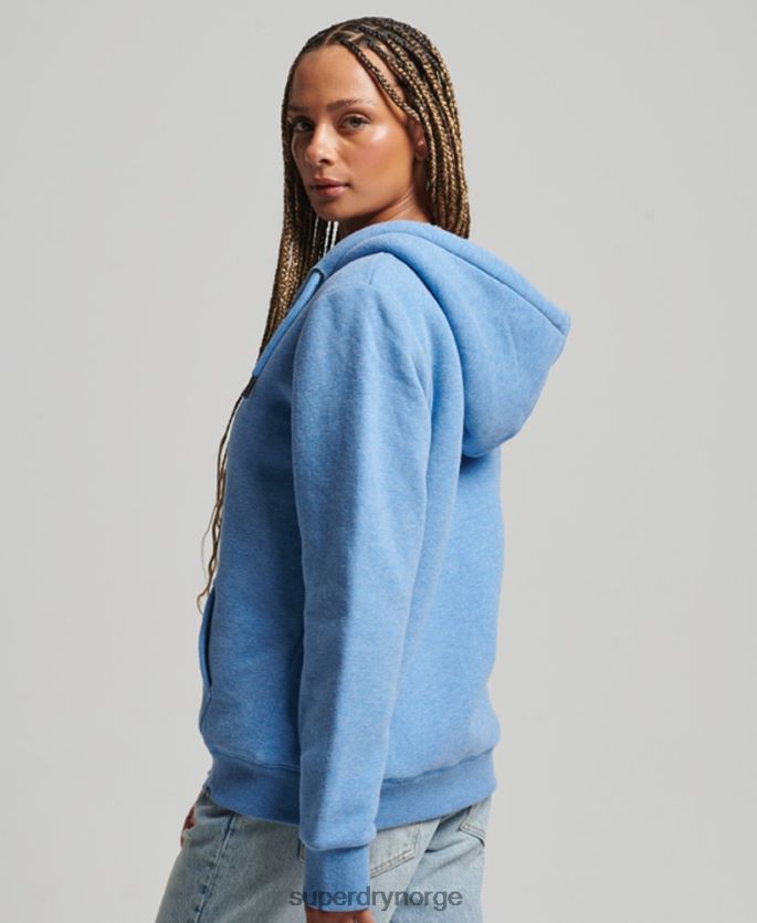 Superdry blå klær 86P46D5750 essensiell borg-fôret hettegenser med glidelås kvinner
