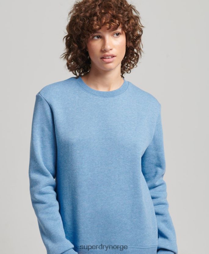 Superdry blå klær 86P46D5828 genser med logobesetning i økologisk bomull kvinner
