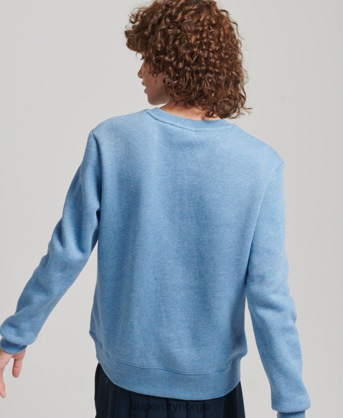 Superdry blå klær 86P46D5828 genser med logobesetning i økologisk bomull kvinner