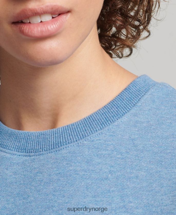 Superdry blå klær 86P46D5828 genser med logobesetning i økologisk bomull kvinner