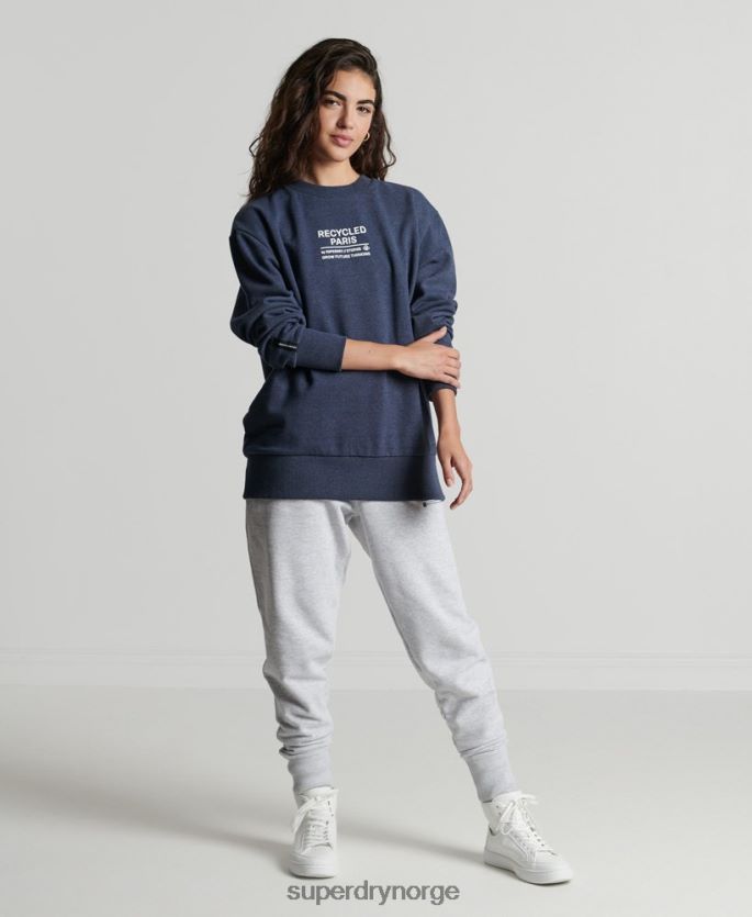 Superdry blå klær 86P46D5833 resirkulert genser fra byens mannskap kvinner