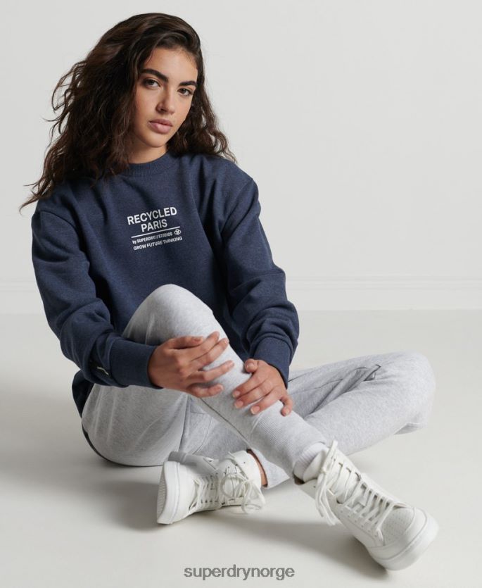 Superdry blå klær 86P46D5833 resirkulert genser fra byens mannskap kvinner