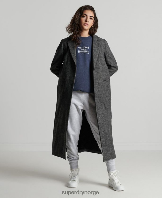 Superdry blå klær 86P46D5833 resirkulert genser fra byens mannskap kvinner