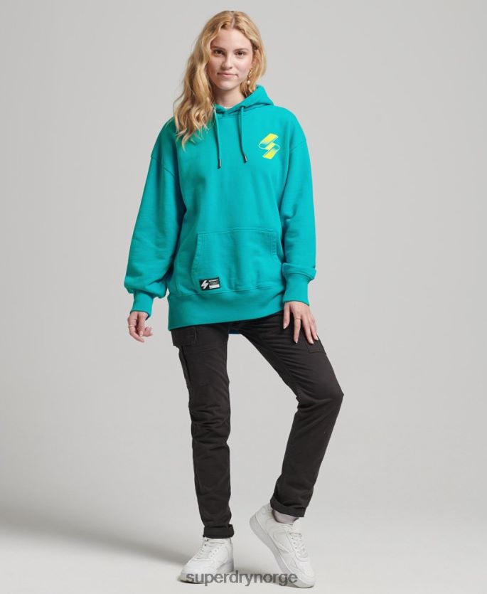 Superdry blå klær 86P46D5933 Half tone s logo oversized hettegenser kvinner
