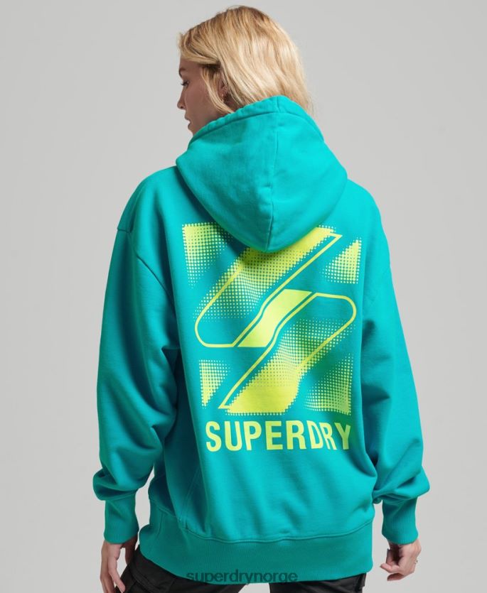 Superdry blå klær 86P46D5933 Half tone s logo oversized hettegenser kvinner