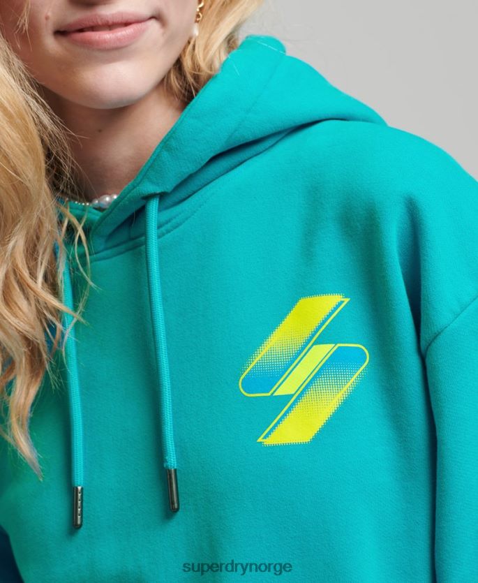 Superdry blå klær 86P46D5933 Half tone s logo oversized hettegenser kvinner