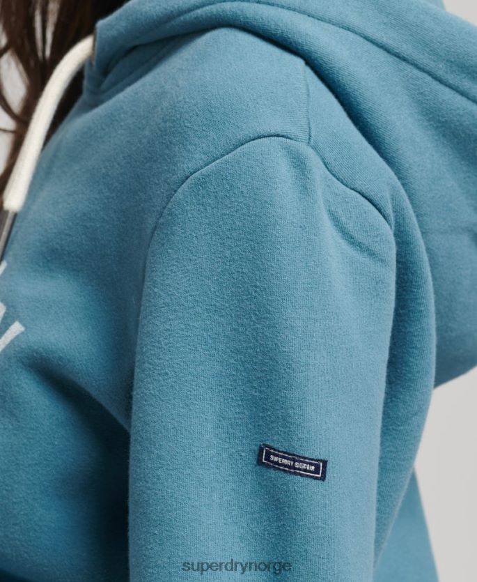 Superdry blå klær 86P46D5942 logo-hettegenser i økologisk bomull kvinner