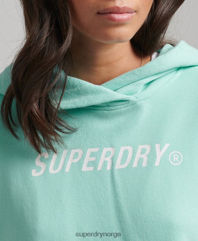 Superdry blå klær 86P46D6001 code core sport crop box hettegenser kvinner