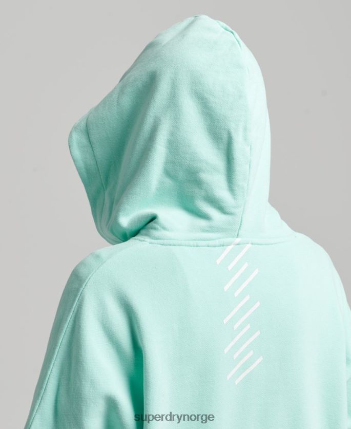 Superdry blå klær 86P46D6001 code core sport crop box hettegenser kvinner