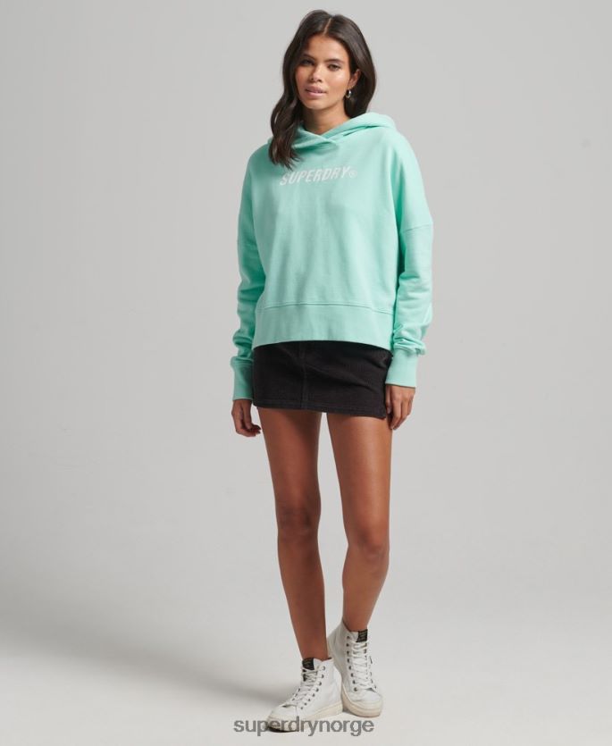 Superdry blå klær 86P46D6001 code core sport crop box hettegenser kvinner