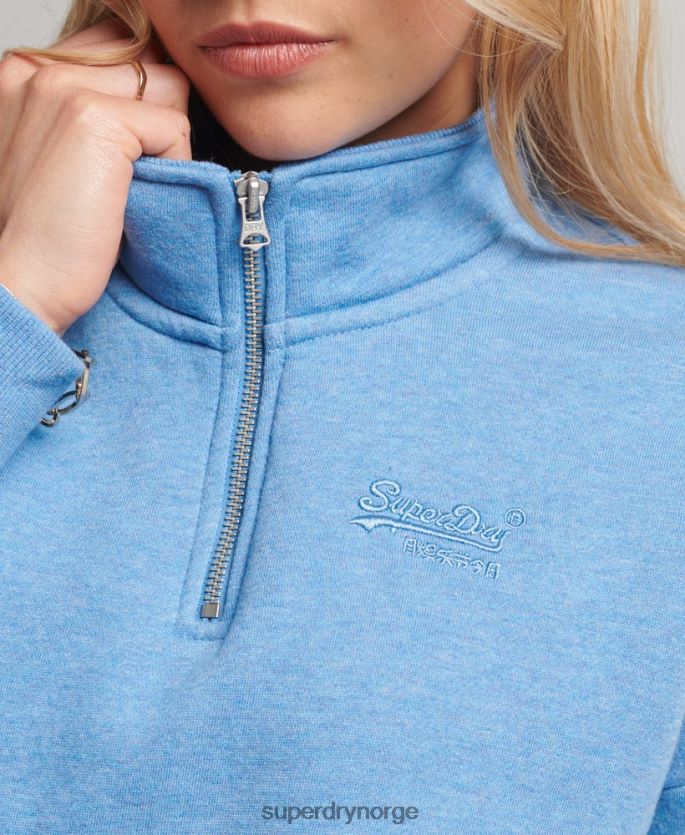 Superdry blå klær 86P46D6011 Henley sweatshirt med vintage logo i økologisk bomull kvinner