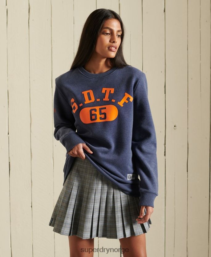 Superdry blå klær 86P46D6054 oversized genser for friidrettsfolk kvinner