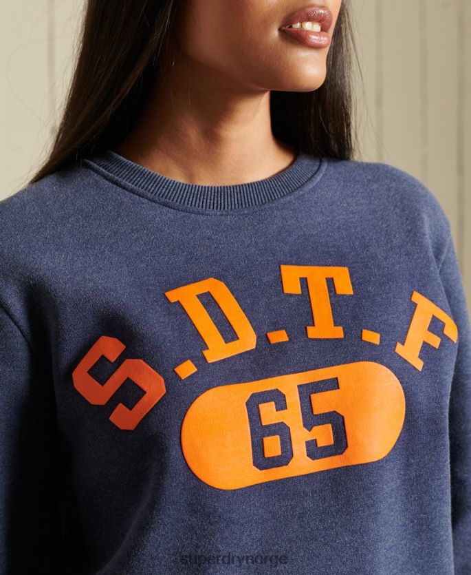 Superdry blå klær 86P46D6054 oversized genser for friidrettsfolk kvinner