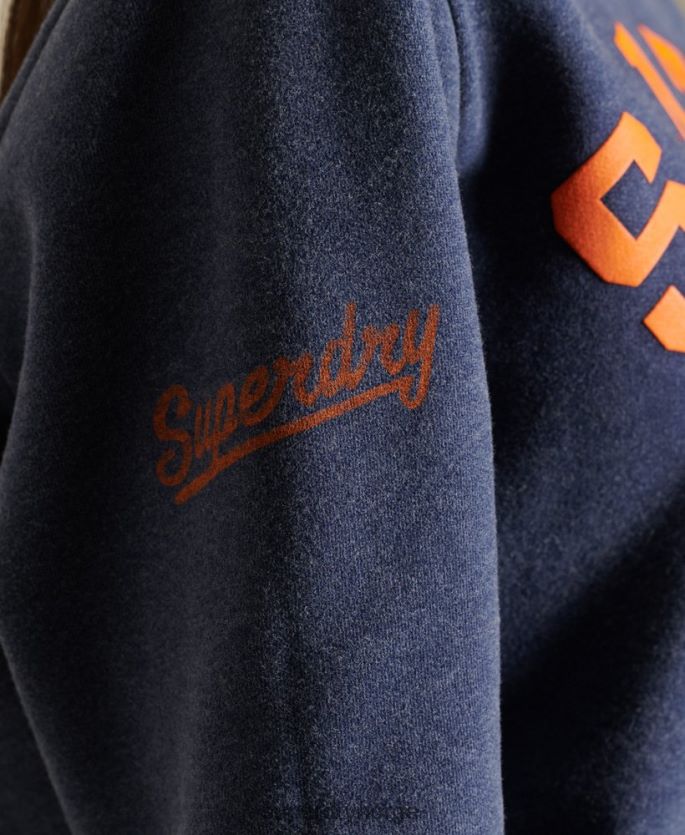 Superdry blå klær 86P46D6054 oversized genser for friidrettsfolk kvinner