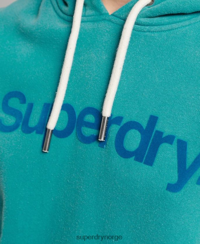 Superdry blå klær 86P46D6073 core logo 80-talls hettegenser kvinner