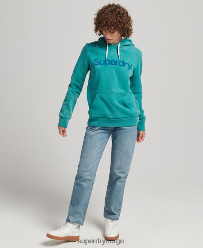 Superdry blå klær 86P46D6073 core logo 80-talls hettegenser kvinner