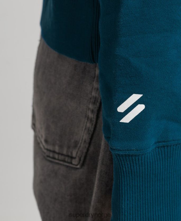 Superdry blå klær 86P46D6129 code core sport crop box hettegenser kvinner