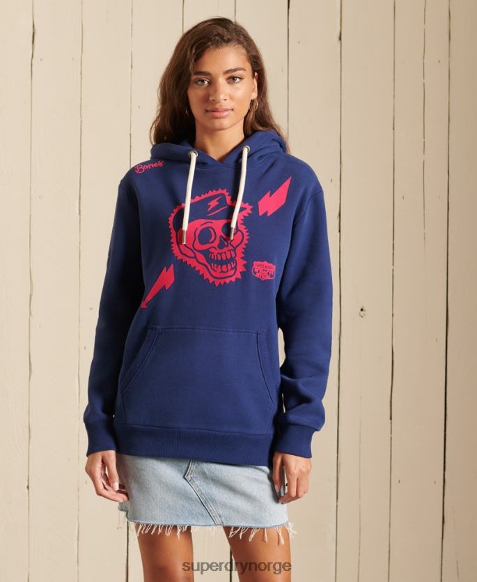 Superdry blå klær 86P46D6141 oversized boho og rock hettegenser kvinner