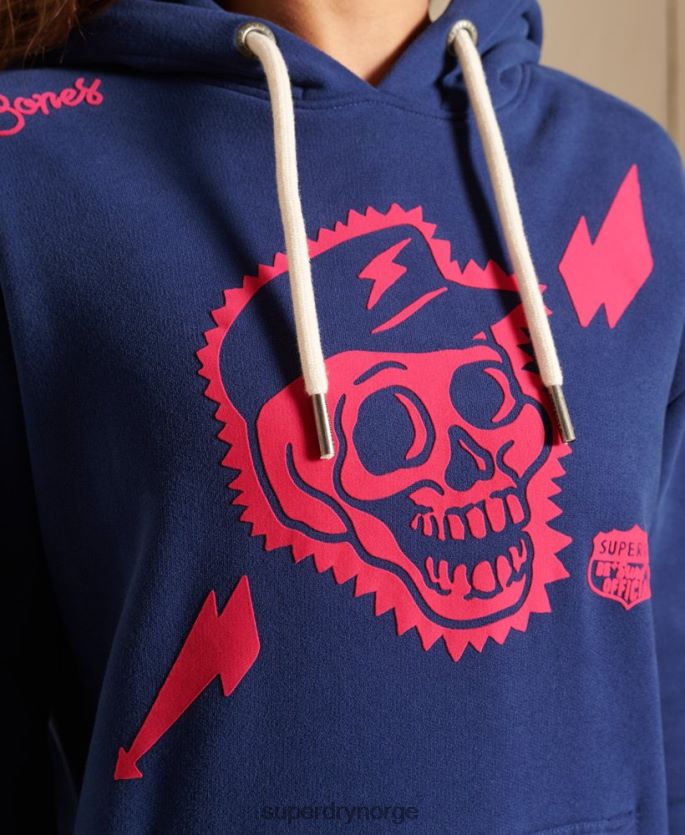 Superdry blå klær 86P46D6141 oversized boho og rock hettegenser kvinner