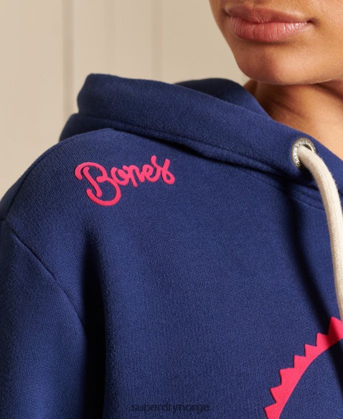 Superdry blå klær 86P46D6141 oversized boho og rock hettegenser kvinner