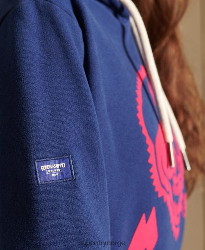 Superdry blå klær 86P46D6141 oversized boho og rock hettegenser kvinner
