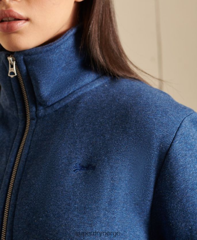 Superdry blå klær 86P46D6159 løs passform topp med brodert vintagelogo med glidelås kvinner