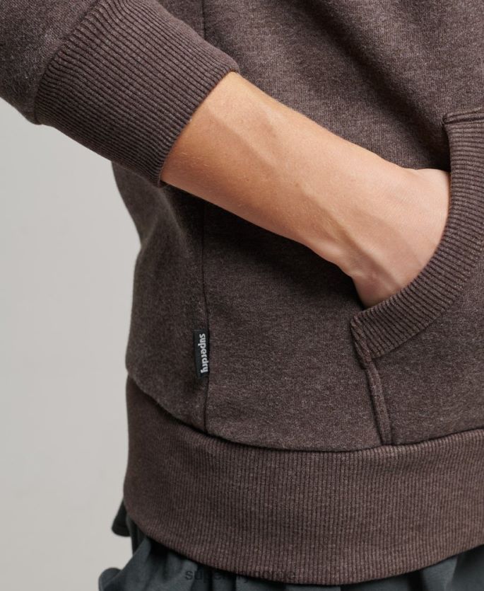 Superdry brun klær 86P46D2142 vintage cali cutout hettegenser med glidelås kvinner