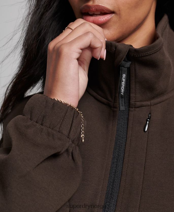 Superdry brun klær 86P46D3364 tech batwing sweatshirt med halv glidelås kvinner