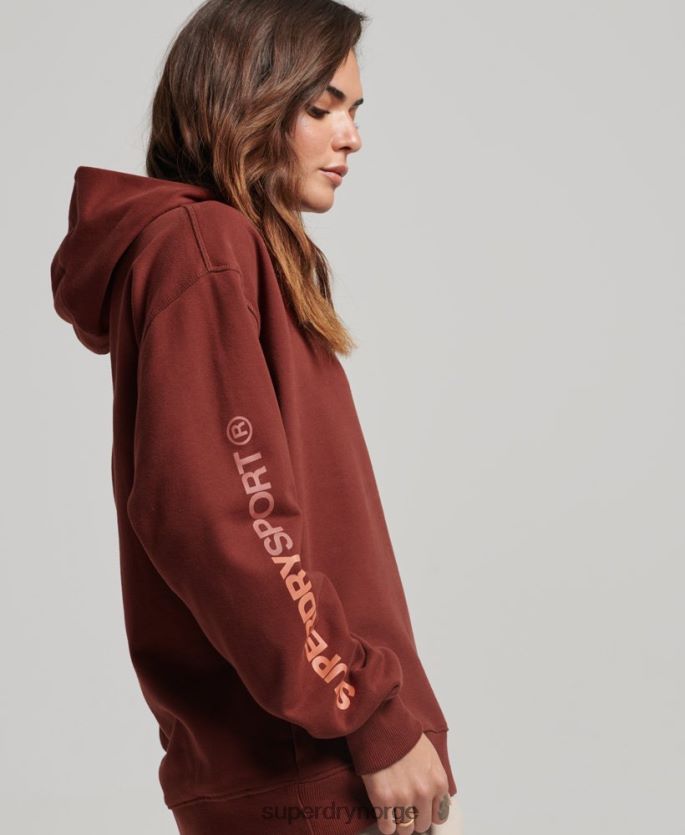 Superdry brun klær 86P46D3392 core oversized hettegenser kvinner