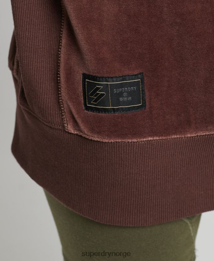 Superdry brun klær 86P46D5856 kode s logo velour overdimensjonert mannskap kvinner