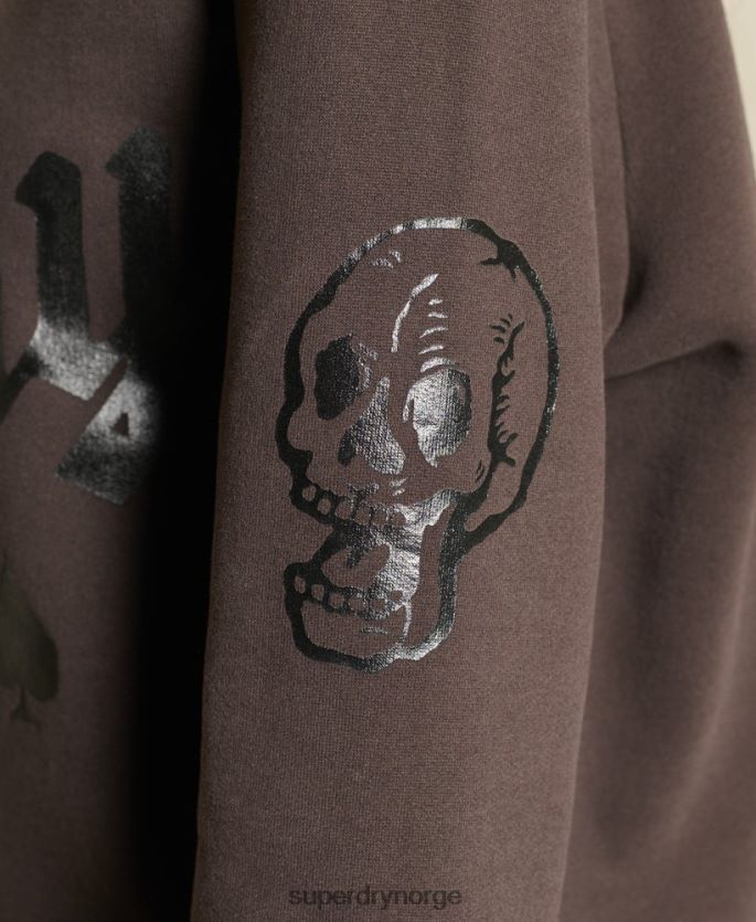 Superdry brun klær 86P46D6050 oversized boho og rock crew sweatshirt kvinner