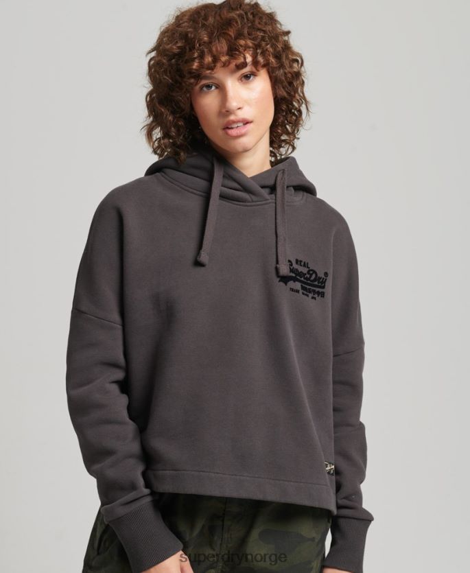 Superdry brun klær 86P46D6067 vintage hettegenser med logobokspassform kvinner