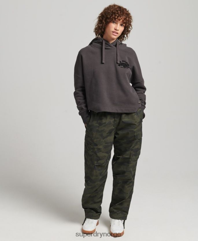 Superdry brun klær 86P46D6067 vintage hettegenser med logobokspassform kvinner