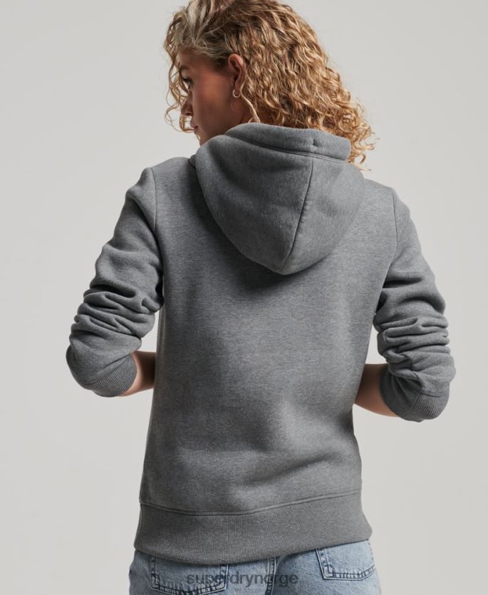 Superdry grå klær 86P46D2151 vintage logo brodert hettegenser kvinner