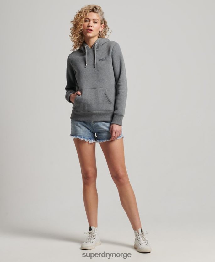 Superdry grå klær 86P46D2151 vintage logo brodert hettegenser kvinner