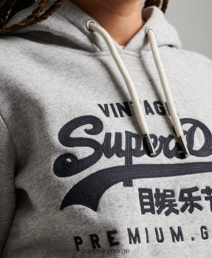 Superdry grå klær 86P46D2317 vintage logo scripted collegiate hettegenser kvinner