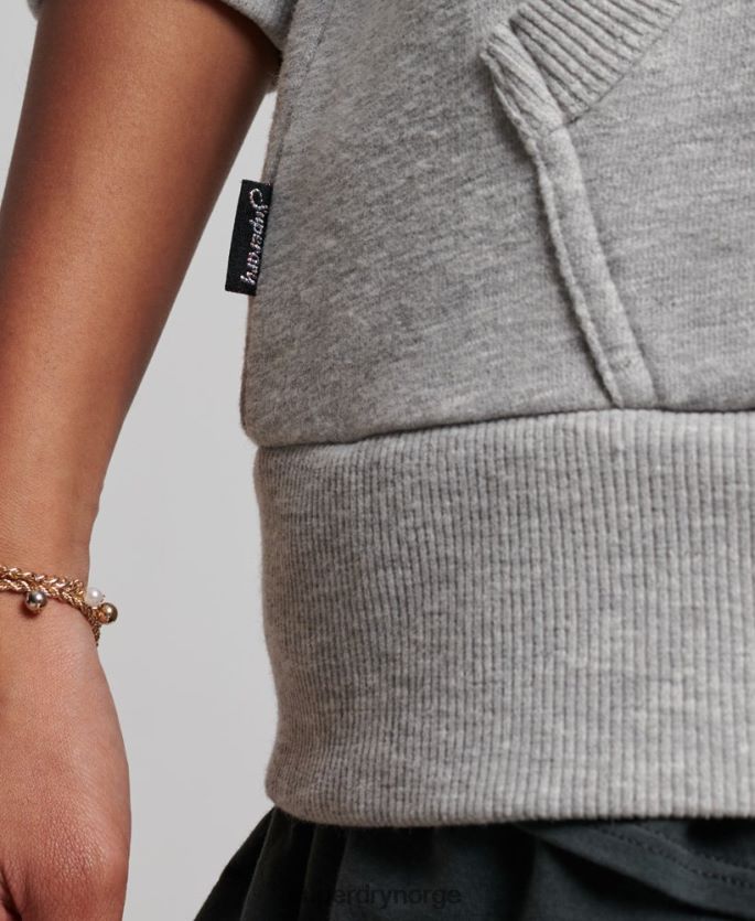 Superdry grå klær 86P46D3278 hettegenser med preget grafisk logo kvinner