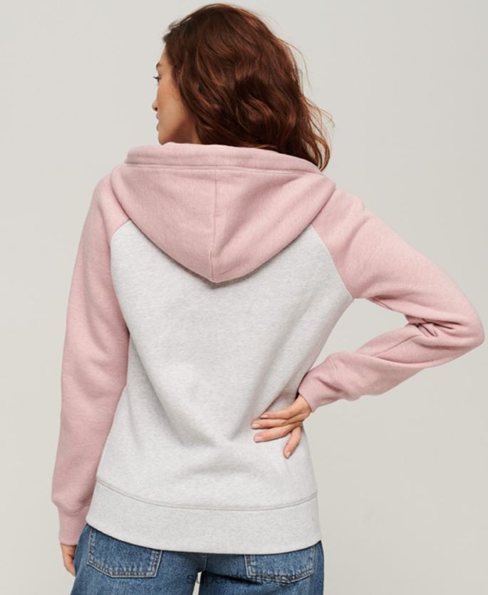 Superdry grå klær 86P46D3283 vintage logo brodert baseball hettegenser med glidelås kvinner