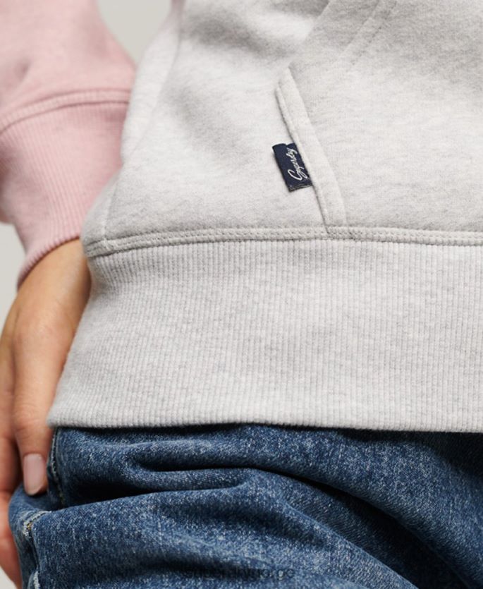 Superdry grå klær 86P46D3283 vintage logo brodert baseball hettegenser med glidelås kvinner