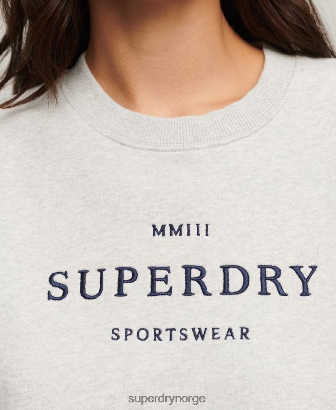 Superdry grå klær 86P46D3288 heraldikk oversized crew sweatshirt kvinner