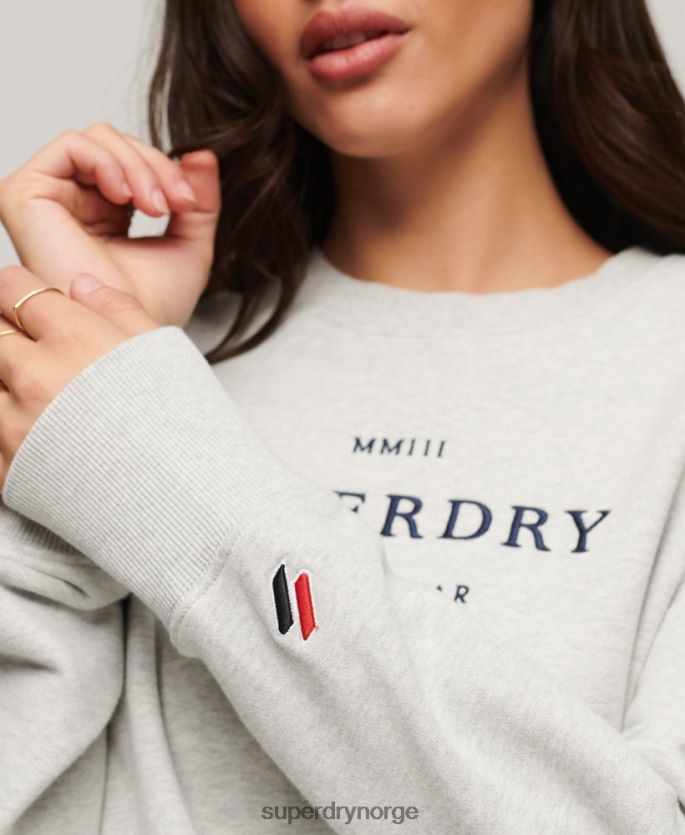 Superdry grå klær 86P46D3288 heraldikk oversized crew sweatshirt kvinner